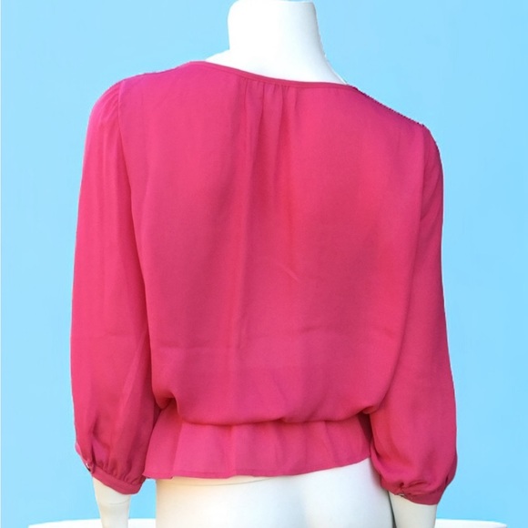 3/$15 Charming Charley Pink Peasant Blouse - Picture 2 of 5